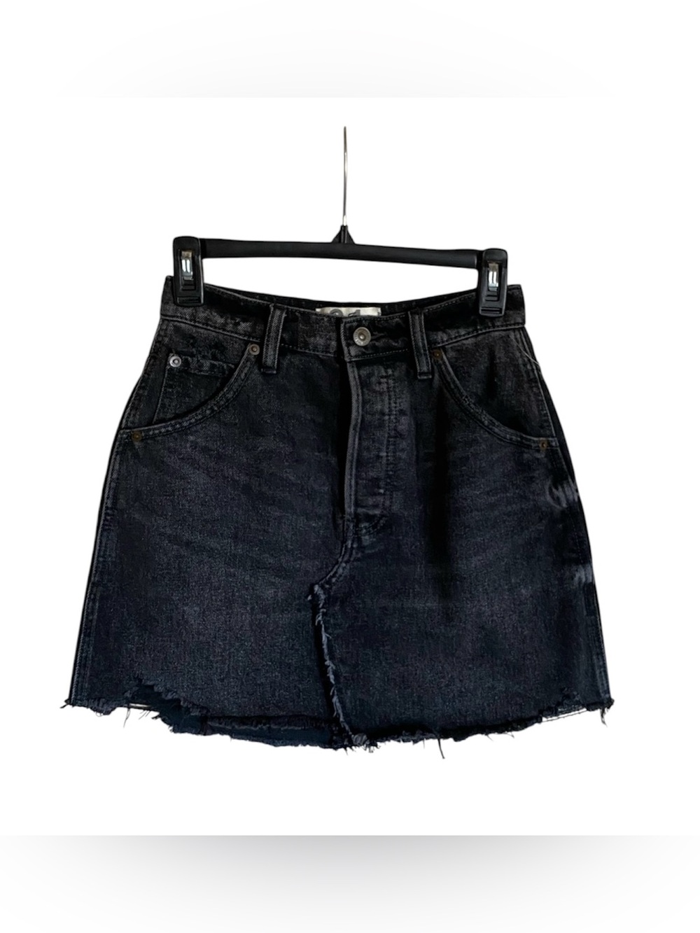 Women’s WE THE FREE Black Denim Distressed Skirt Size 24